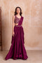 Purple Chinon Elegant Party Wear Ready To Wear Saree Collection With Blouse - Front View | Samyak Fashion