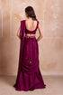 Purple Chinon Elegant Party Wear Ready To Wear Saree Collection With Blouse - Side View | Samyak Fashion