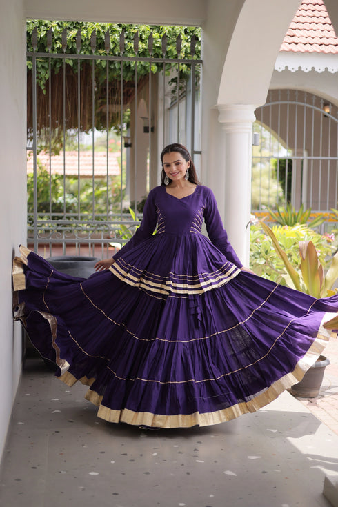 Purple Cora Cotton Lahenga Choli - Detail View | Samyak Fashion