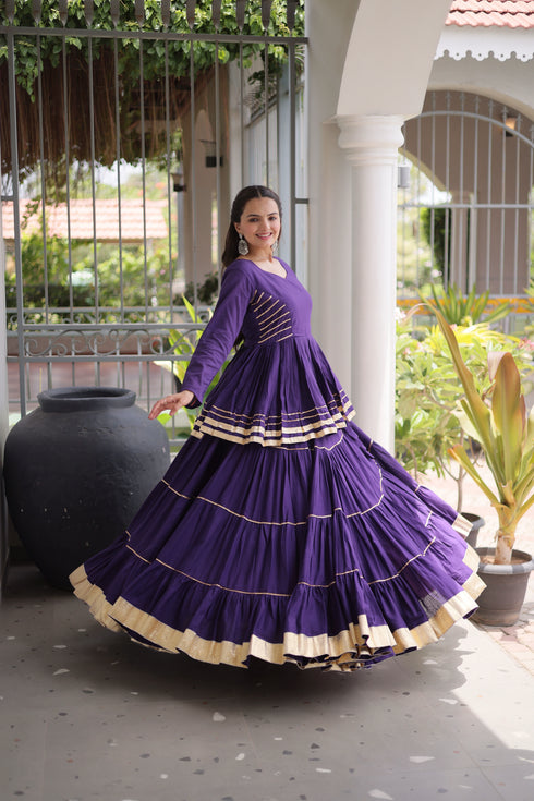 Purple Cora Cotton Lahenga Choli - Close-up View | Samyak Fashion