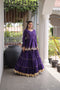 Purple Cora Cotton Lehenga Choli - Front View | Samyak Fashion
