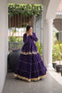 Purple Cora Cotton Lehenga Choli - Side View | Samyak Fashion