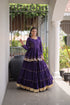 Purple Cora Cotton Lehenga Choli - Detail View | Samyak Fashion