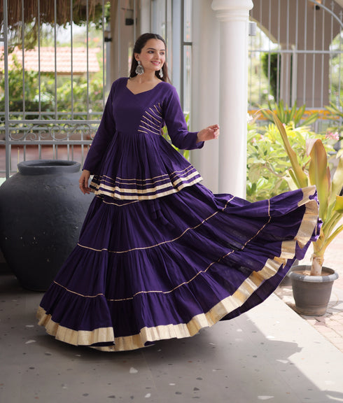 Purple Cora Cotton Lehenga Choli - Close-up View | Samyak Fashion