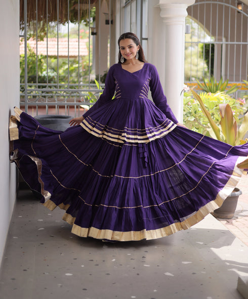 Purple Cora Cotton Lehenga Choli - Full View | Samyak Fashion