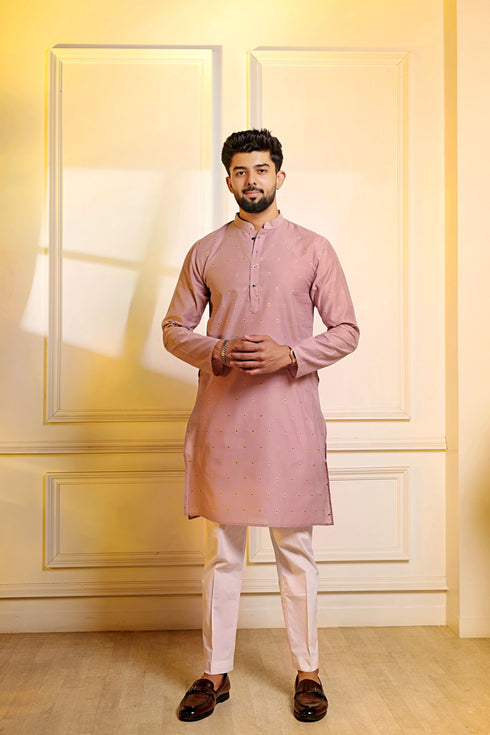 Purple Cotton Mens Kurta With Payjama - Front View | Samyak Fashion