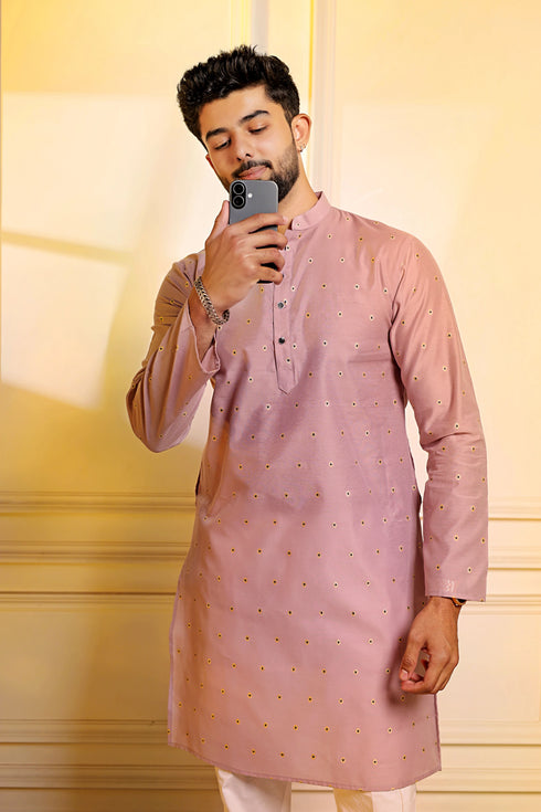 Purple Cotton Mens Kurta With Payjama - Side View | Samyak Fashion