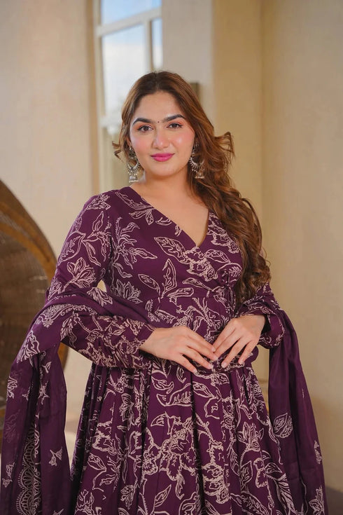 Purple Cotton Silk Salwar Suit - Side View | Samyak Fashion