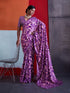 Purple Crepe Elegant Party Wear Saree Collection With Blouse - Front View | Samyak Fashion
