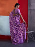 Purple Crepe Elegant Party Wear Saree Collection With Blouse - Side View | Samyak Fashion