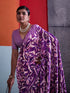 Purple Crepe Elegant Party Wear Saree Collection With Blouse - Close-up View | Samyak Fashion
