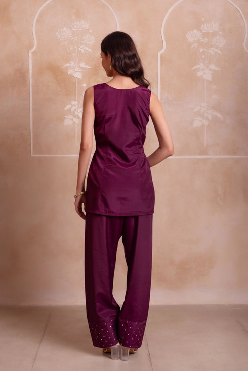 Purple Crepe Salwar Suit - Detail View | Samyak Fashion