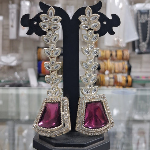 Purple Earrings - Back View | Samyak Fashion
