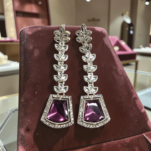 Purple Earrings - Side View | Samyak Fashion