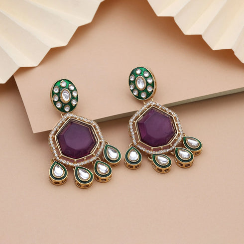 Purple Earrings - Front View | Samyak Fashion