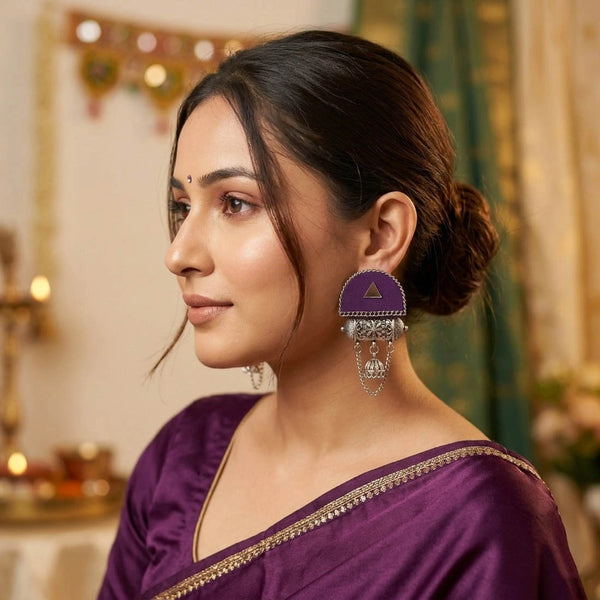 Purple Earrings - Front View | Samyak Fashion