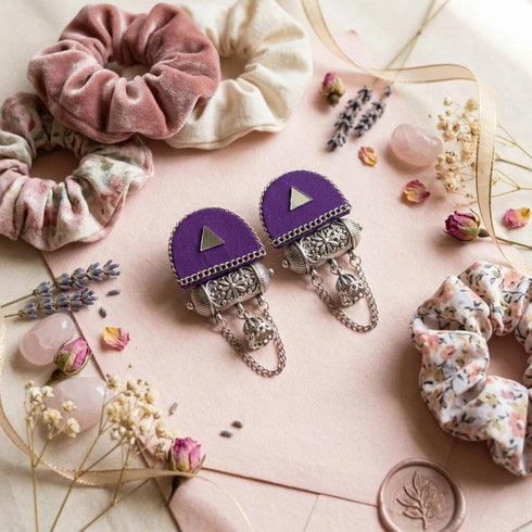 Purple Earrings - Back View | Samyak Fashion