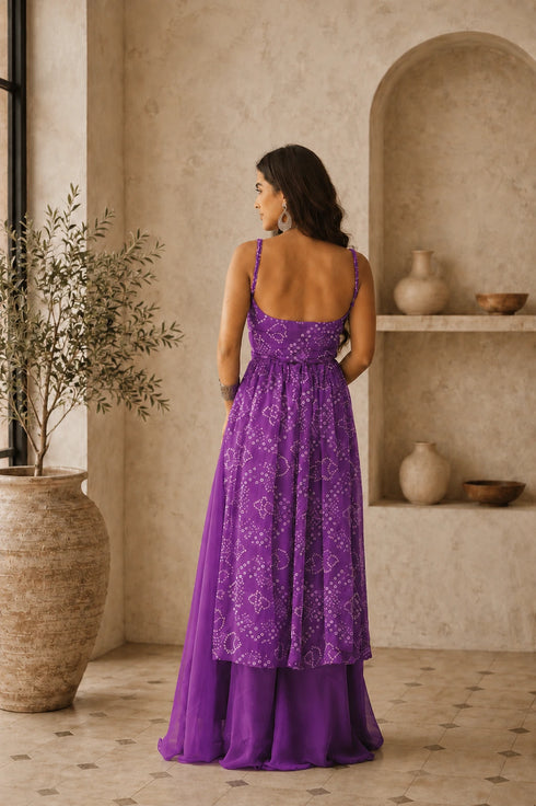 Purple Faux Georgette Kurti Kurti - Back View | Samyak Fashion