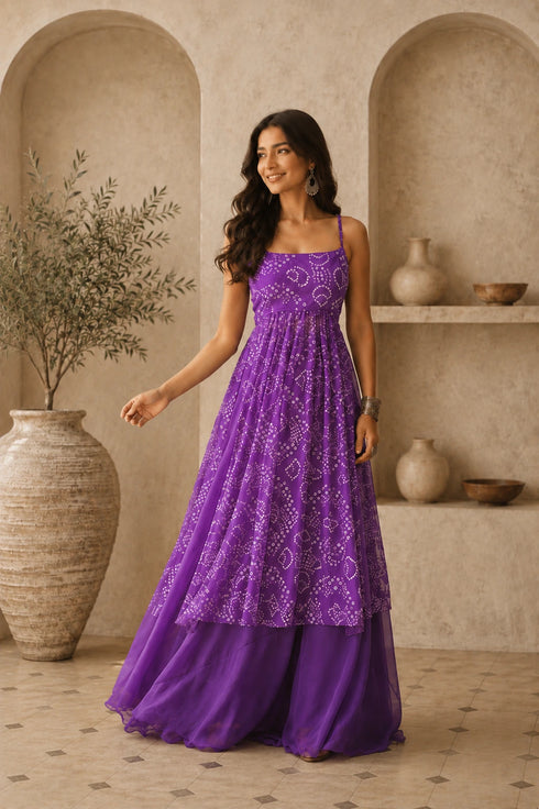 Purple Faux Georgette Kurti Kurti - Side View | Samyak Fashion