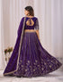 Purple Faux Georgette Lehenga Choli - Back View | Samyak Fashion
