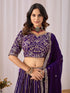 Purple Faux Georgette Lehenga Choli - Side View | Samyak Fashion