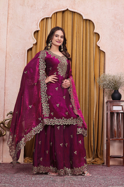Purple Fendy Silk Salwar Suit - Back View | Samyak Fashion