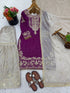 Purple Heavy Gmy Silk Elegant Salwar Suit - Side View | Samyak Fashion