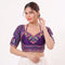 Purple Heavy Italian Silk Blouse - Front View | Samyak Fashion