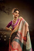 Purple Jacquard Elegant Party Wear Saree Collection With Blouse - Close-up View | Samyak Fashion