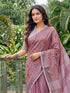 Purple Linen Elegant Party Wear Saree Collection With Blouse - Side View | Samyak Fashion