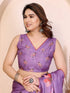 Purple Manipuri Silk Elegant Party Wear Saree Collection With Blouse - Full View | Samyak Fashion