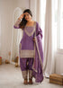 Purple Nc Vichitra Silk Elementary Suit - Back View | Samyak Fashion