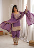 Purple Nc Vichitra Silk Elementary Suit - Side View | Samyak Fashion