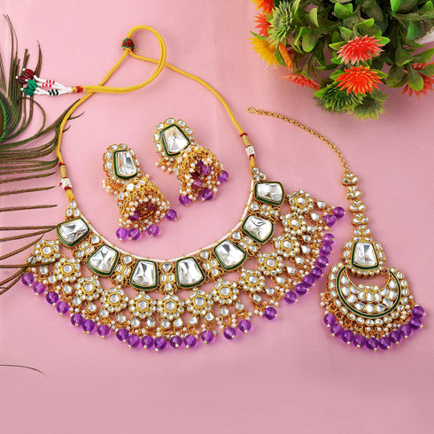 Purple Necklace - Side View | Samyak Fashion