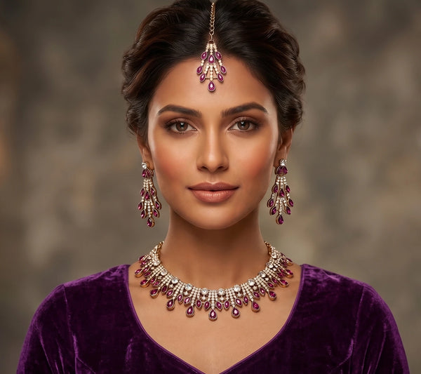 Purple Necklace - Front View | Samyak Fashion