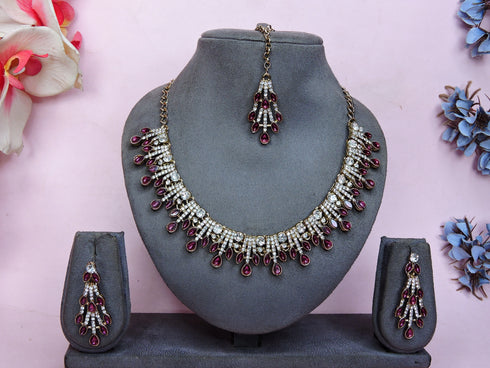 Purple Necklace - Back View | Samyak Fashion