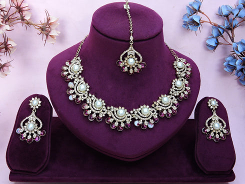 Purple Necklace - Back View | Samyak Fashion