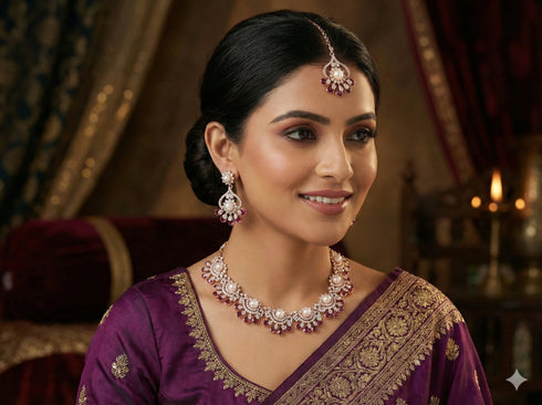 Purple Necklace - Front View | Samyak Fashion
