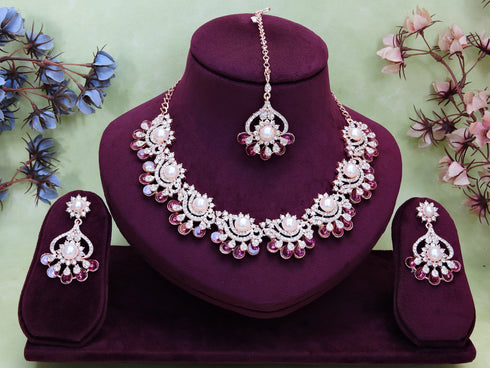 Purple Necklace - Back View | Samyak Fashion