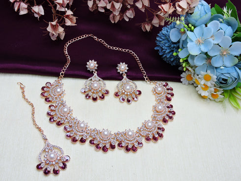 Purple Necklace - Side View | Samyak Fashion