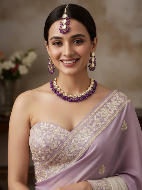 Purple Necklace Set - Back View | Samyak Fashion