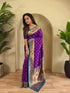 Purple Paithani Silk Party Wear Saree With Blouse - Back View | Samyak Fashion