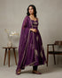 Purple Pure Fendy Silk Elegant Salwar Suit - Back View | Samyak Fashion