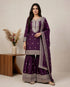 Purple Pure Heavy Chinnon Silk Elegant Salwar Suit - Front View | Samyak Fashion