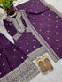 Purple Pure Heavy Chinnon Silk Elegant Salwar Suit - Side View | Samyak Fashion