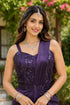 Purple Real Premium Lycra Gown - Back View | Samyak Fashion