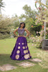 Purple Roman Silk Lahenga Choli - Front View | Samyak Fashion