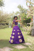Purple Roman Silk Lahenga Choli - Back View | Samyak Fashion