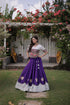 Purple Roman Silk Lehenga Choli - Front View | Samyak Fashion