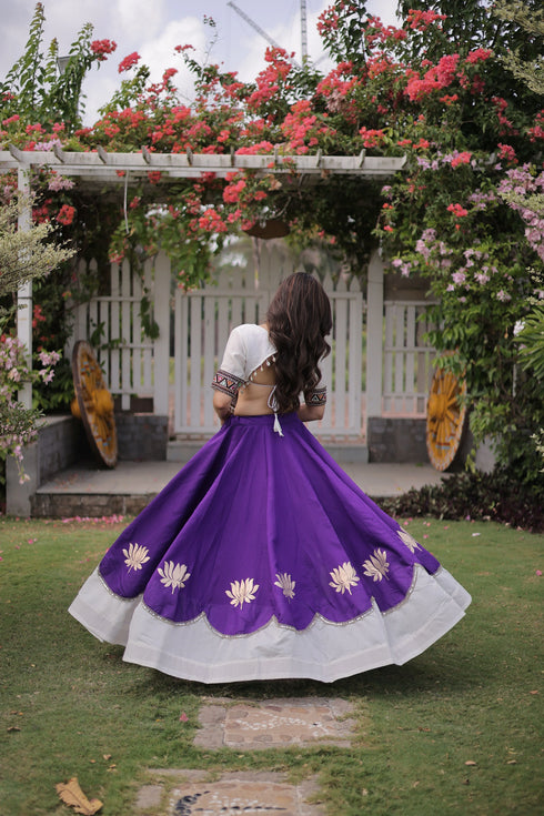 Purple Roman Silk Lehenga Choli - Back View | Samyak Fashion
